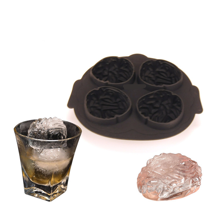 中國熱銷產(chǎn)品 4 容量食品級(jí)硅膠冰模腦形狀冰立方模具